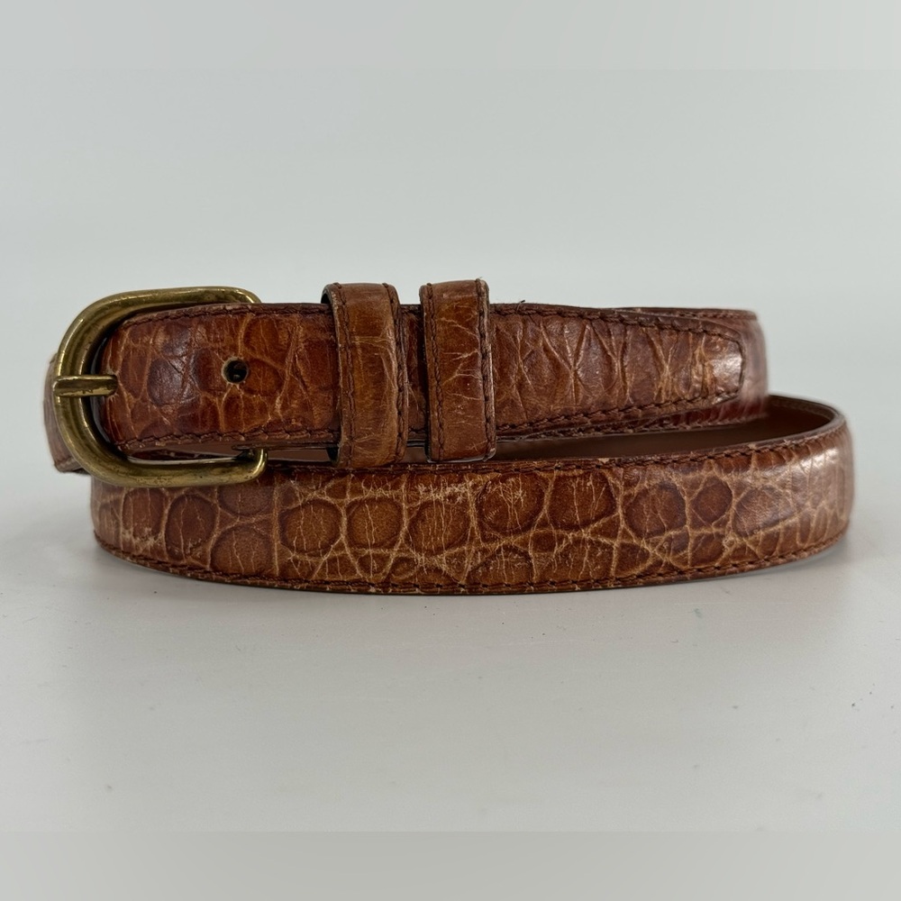 Vintage 80s 90s Lizard Embossed Leather‎ Belt 34 Italy